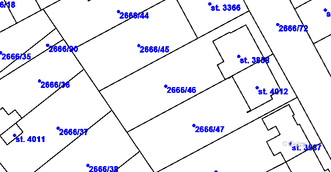 Parcela st. 2666/46 v KÚ Břeclav, Katastrální mapa