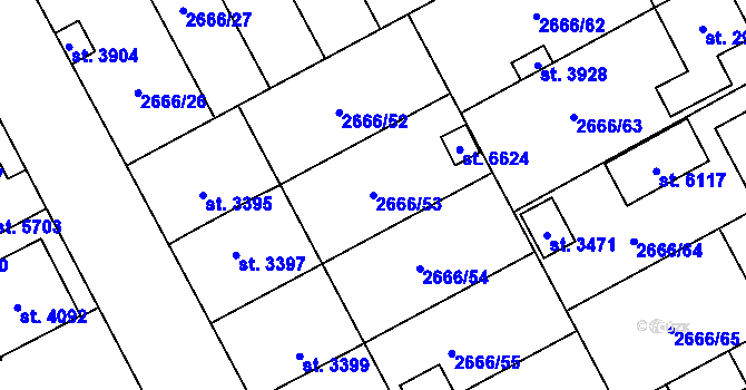 Parcela st. 2666/53 v KÚ Břeclav, Katastrální mapa