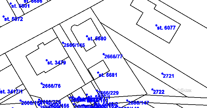 Parcela st. 2666/77 v KÚ Břeclav, Katastrální mapa