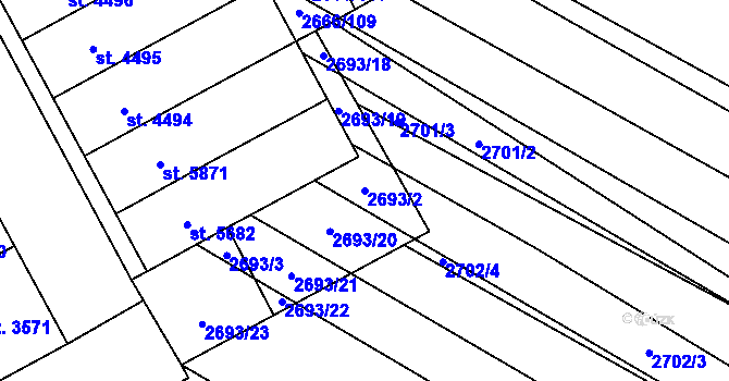 Parcela st. 2693/2 v KÚ Břeclav, Katastrální mapa