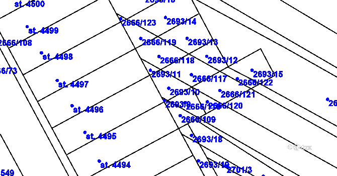 Parcela st. 2693/10 v KÚ Břeclav, Katastrální mapa