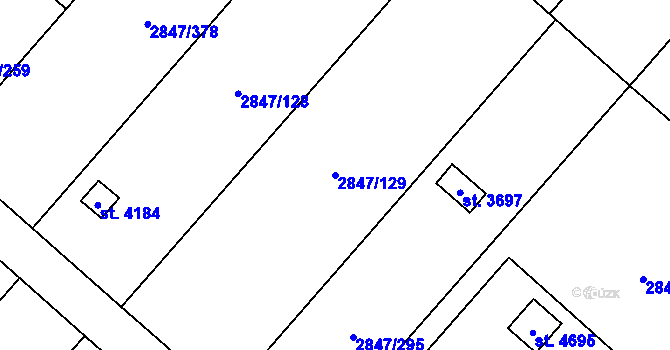 Parcela st. 2847/129 v KÚ Břeclav, Katastrální mapa