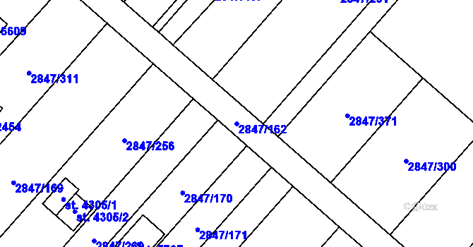 Parcela st. 2847/162 v KÚ Břeclav, Katastrální mapa