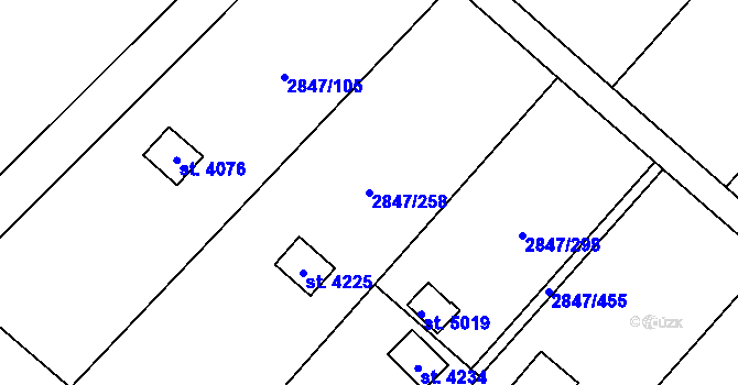 Parcela st. 2847/258 v KÚ Břeclav, Katastrální mapa