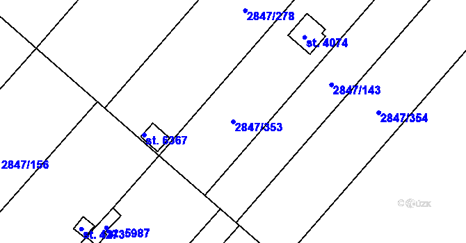 Parcela st. 2847/353 v KÚ Břeclav, Katastrální mapa
