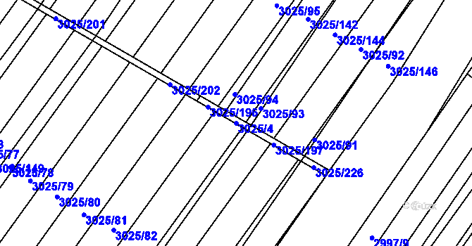 Parcela st. 3025/4 v KÚ Břeclav, Katastrální mapa