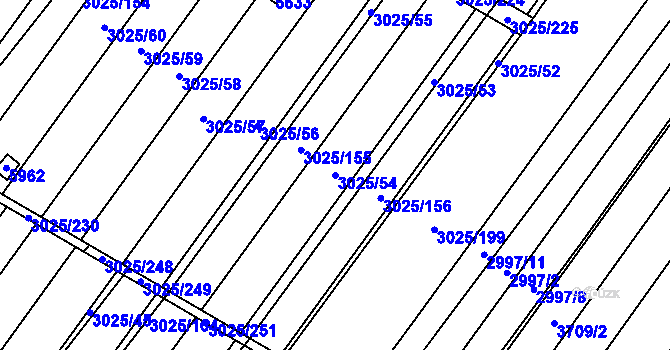 Parcela st. 3025/54 v KÚ Břeclav, Katastrální mapa