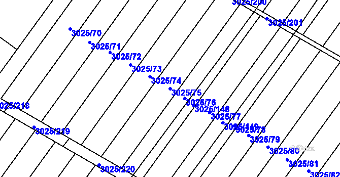 Parcela st. 3025/75 v KÚ Břeclav, Katastrální mapa
