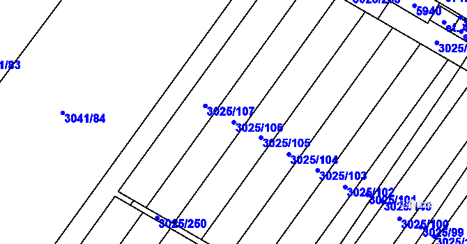 Parcela st. 3025/106 v KÚ Břeclav, Katastrální mapa