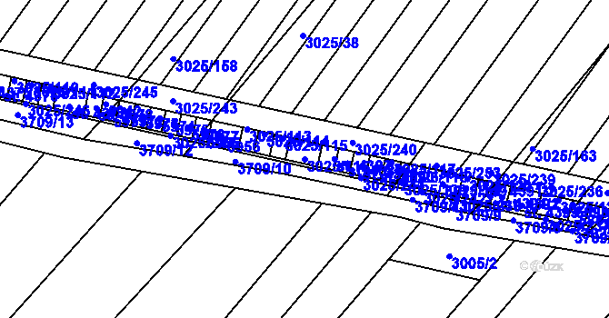 Parcela st. 3025/116 v KÚ Břeclav, Katastrální mapa