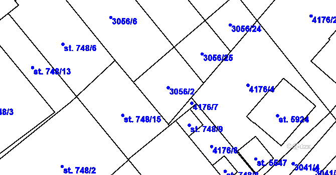 Parcela st. 3056/2 v KÚ Břeclav, Katastrální mapa