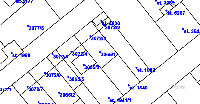 Parcela st. 3065/1 v KÚ Břeclav, Katastrální mapa