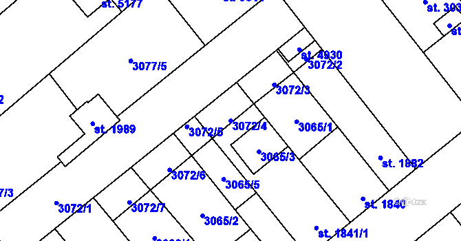 Parcela st. 3072/4 v KÚ Břeclav, Katastrální mapa