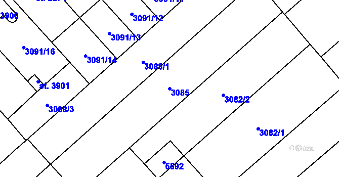 Parcela st. 3085 v KÚ Břeclav, Katastrální mapa