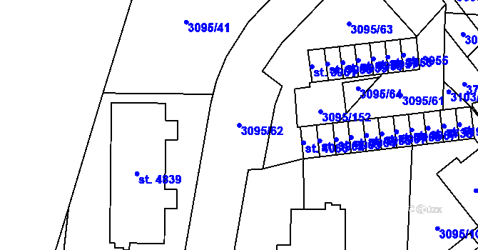 Parcela st. 3095/62 v KÚ Břeclav, Katastrální mapa