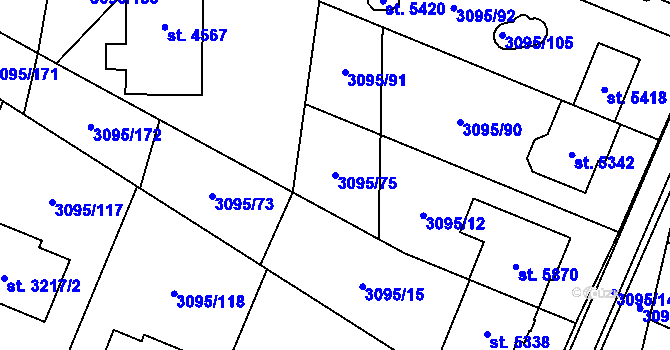Parcela st. 3095/75 v KÚ Břeclav, Katastrální mapa