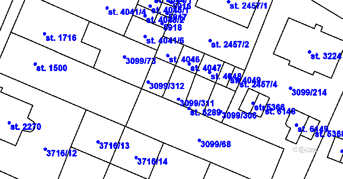 Parcela st. 3099/137 v KÚ Břeclav, Katastrální mapa