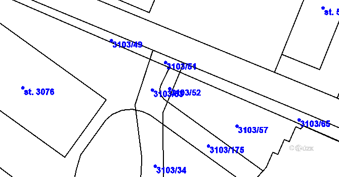 Parcela st. 3103/52 v KÚ Břeclav, Katastrální mapa