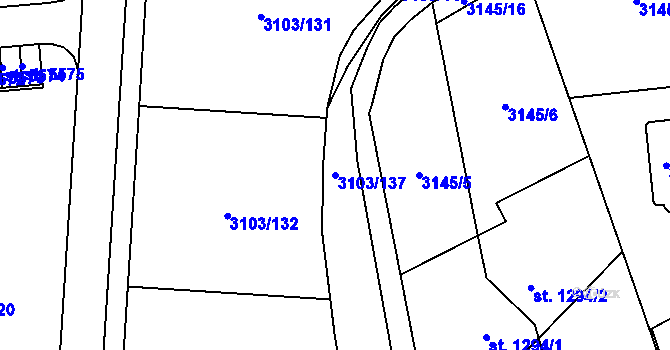 Parcela st. 3103/137 v KÚ Břeclav, Katastrální mapa
