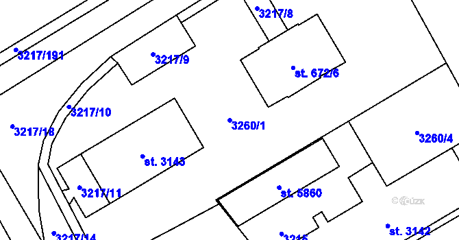 Parcela st. 3260/1 v KÚ Břeclav, Katastrální mapa