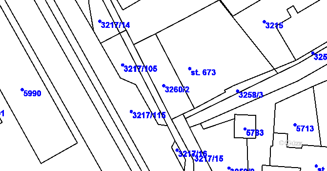 Parcela st. 3260/2 v KÚ Břeclav, Katastrální mapa