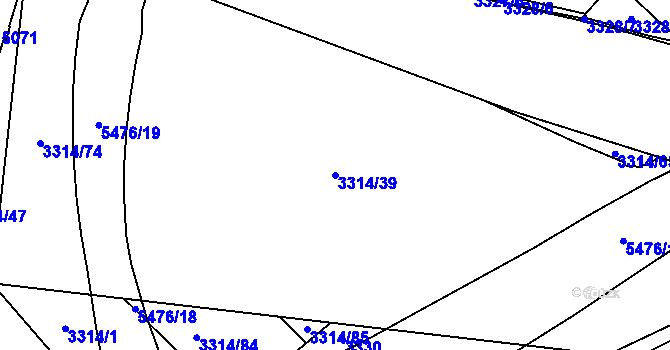 Parcela st. 3314/39 v KÚ Břeclav, Katastrální mapa