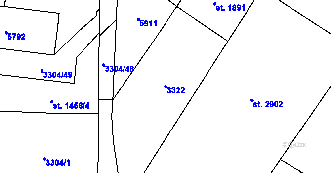 Parcela st. 3322 v KÚ Břeclav, Katastrální mapa