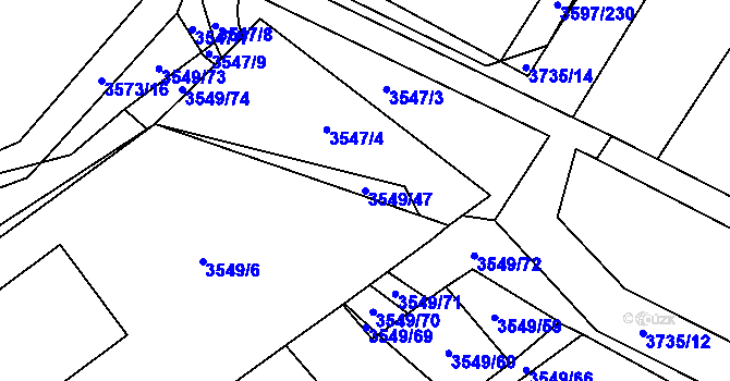 Parcela st. 3549/47 v KÚ Břeclav, Katastrální mapa