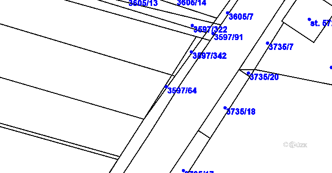 Parcela st. 3597/64 v KÚ Břeclav, Katastrální mapa