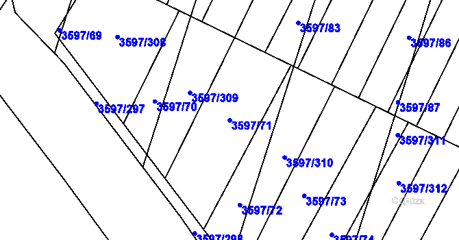 Parcela st. 3597/71 v KÚ Břeclav, Katastrální mapa