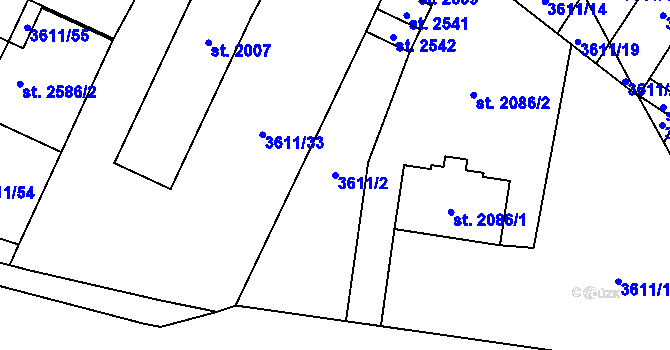 Parcela st. 3611/2 v KÚ Břeclav, Katastrální mapa