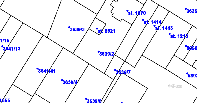 Parcela st. 3639/2 v KÚ Břeclav, Katastrální mapa