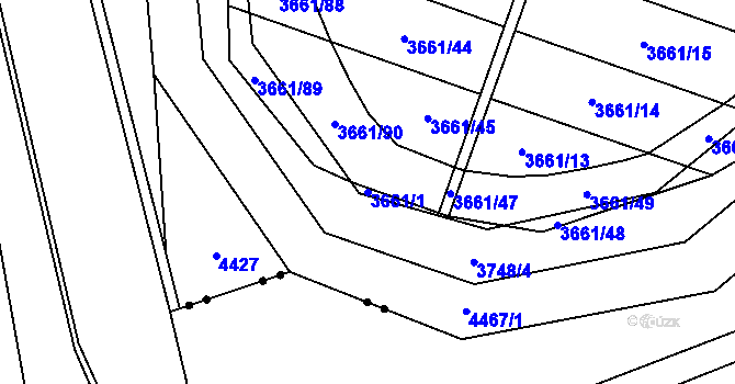 Parcela st. 3661/1 v KÚ Břeclav, Katastrální mapa