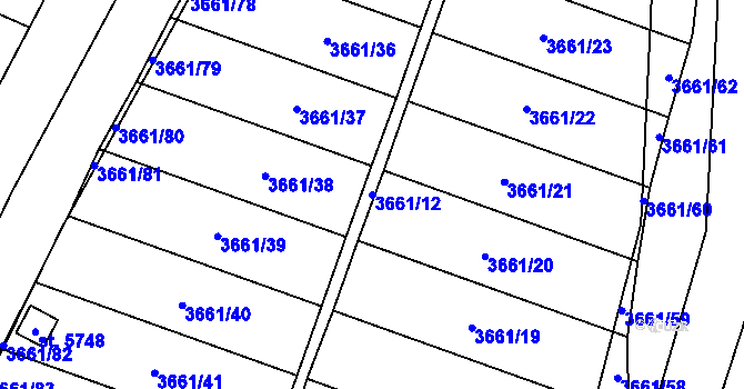 Parcela st. 3661/12 v KÚ Břeclav, Katastrální mapa