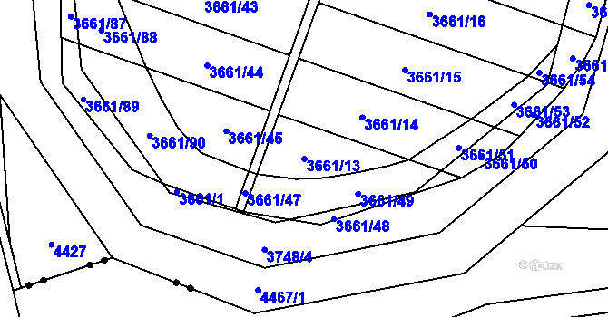 Parcela st. 3661/13 v KÚ Břeclav, Katastrální mapa