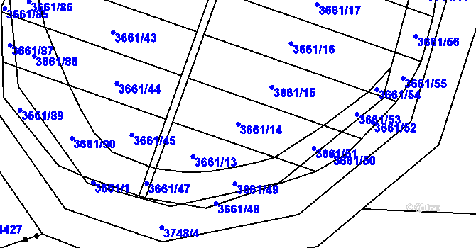 Parcela st. 3661/14 v KÚ Břeclav, Katastrální mapa