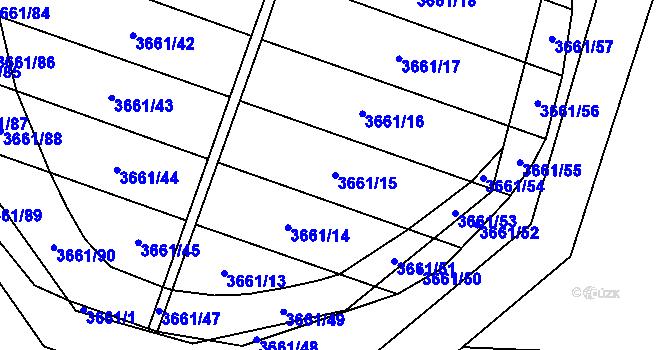Parcela st. 3661/15 v KÚ Břeclav, Katastrální mapa