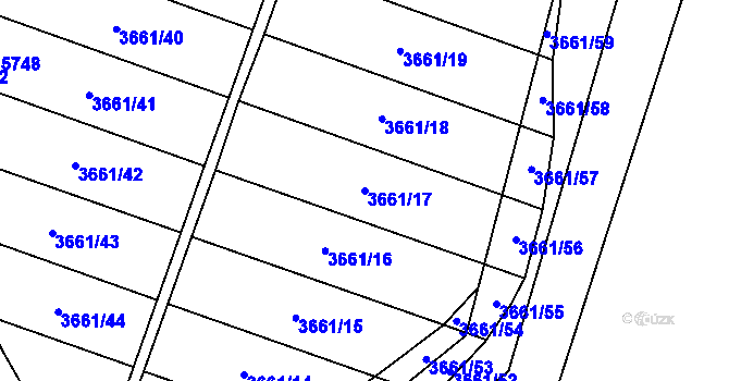 Parcela st. 3661/17 v KÚ Břeclav, Katastrální mapa