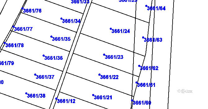 Parcela st. 3661/23 v KÚ Břeclav, Katastrální mapa
