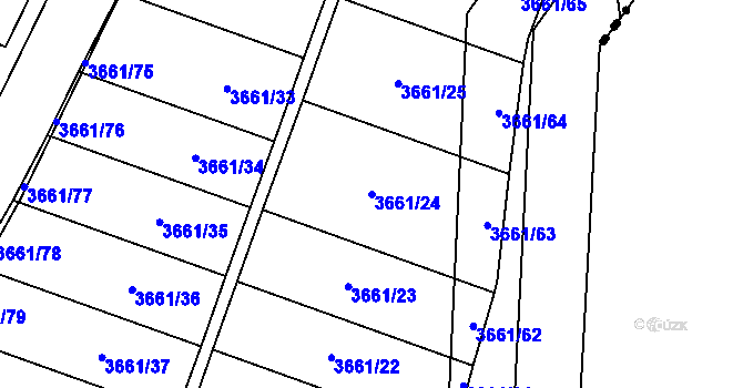 Parcela st. 3661/24 v KÚ Břeclav, Katastrální mapa