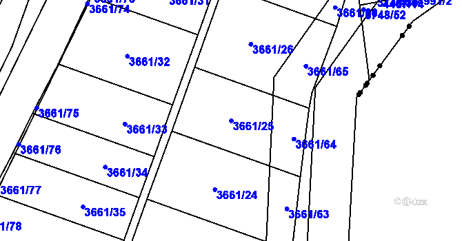 Parcela st. 3661/25 v KÚ Břeclav, Katastrální mapa