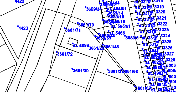 Parcela st. 3661/29 v KÚ Břeclav, Katastrální mapa