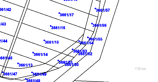 Parcela st. 3661/54 v KÚ Břeclav, Katastrální mapa