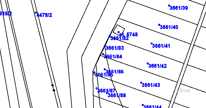 Parcela st. 3661/84 v KÚ Břeclav, Katastrální mapa
