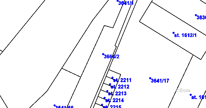 Parcela st. 3664/2 v KÚ Břeclav, Katastrální mapa