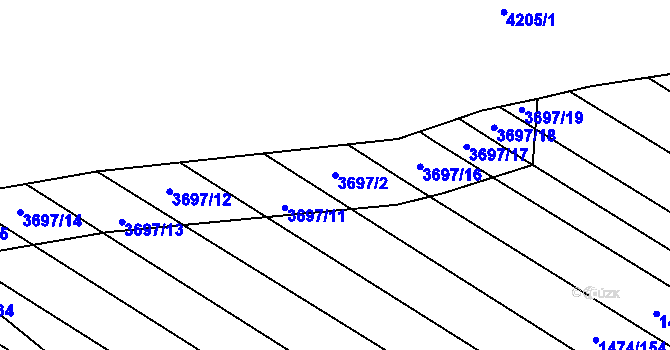 Parcela st. 3697/2 v KÚ Břeclav, Katastrální mapa