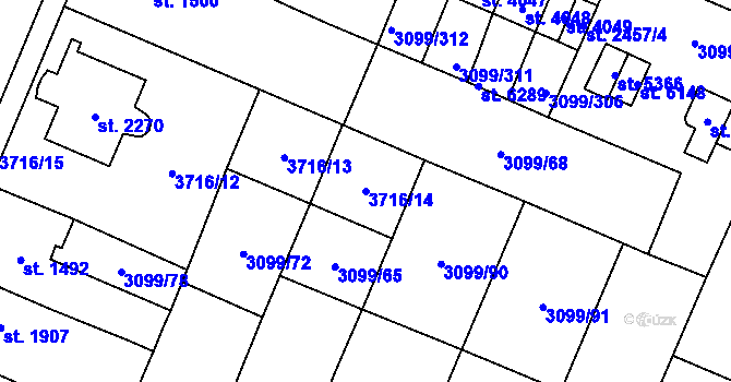 Parcela st. 3716/14 v KÚ Břeclav, Katastrální mapa