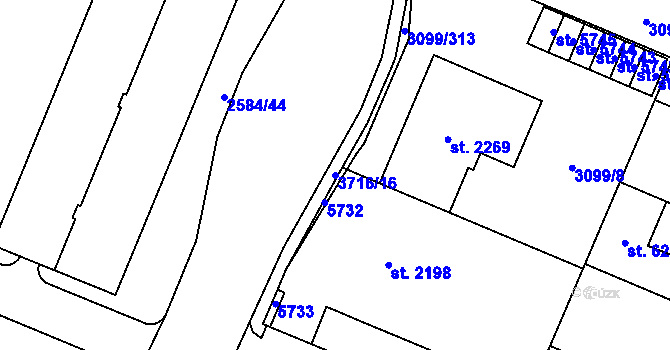 Parcela st. 3716/16 v KÚ Břeclav, Katastrální mapa