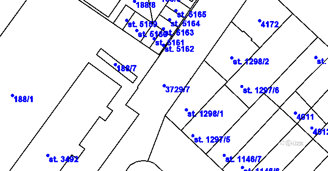 Parcela st. 3729/7 v KÚ Břeclav, Katastrální mapa