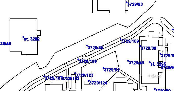Parcela st. 3729/45 v KÚ Břeclav, Katastrální mapa